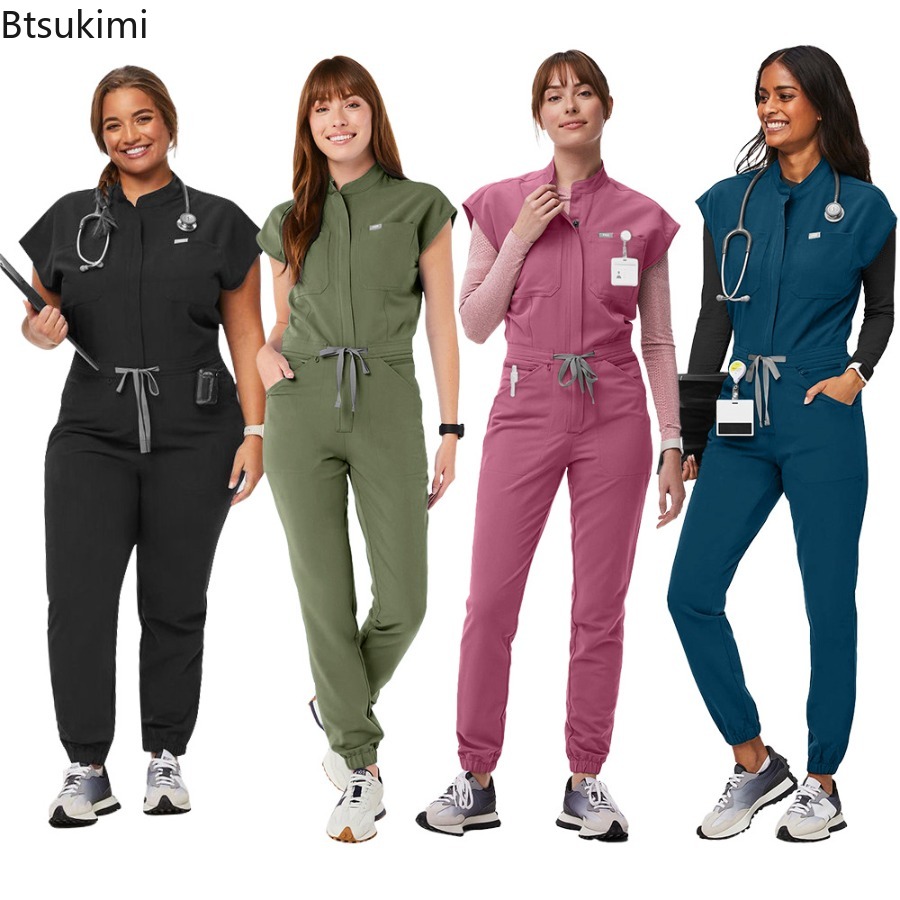 Pet Grooming - Fashion Zipper Jumpsuit Medical Uniform Health